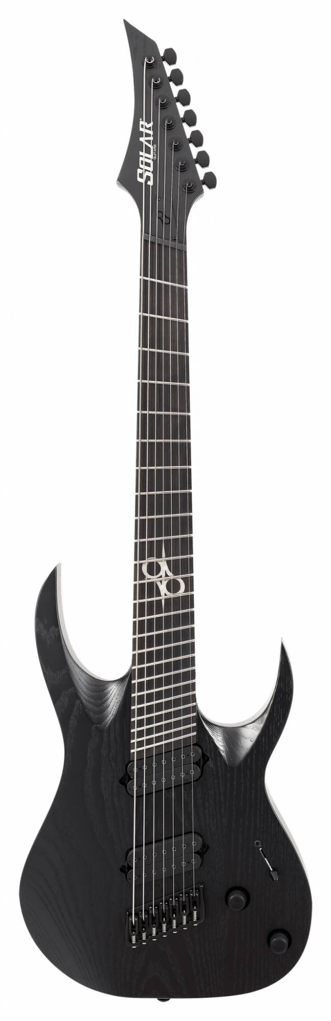 Solar A1.7BOP-FF 7-String Fan Fret Electric Guitar - Black Open Pore M