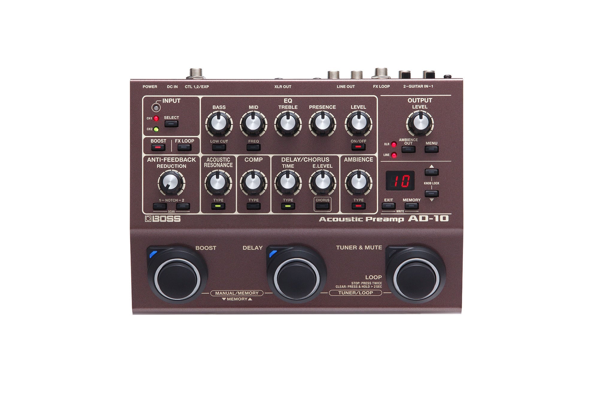 Boss AD-10 Acoustic Preamp/DI with Effects | Better Music
