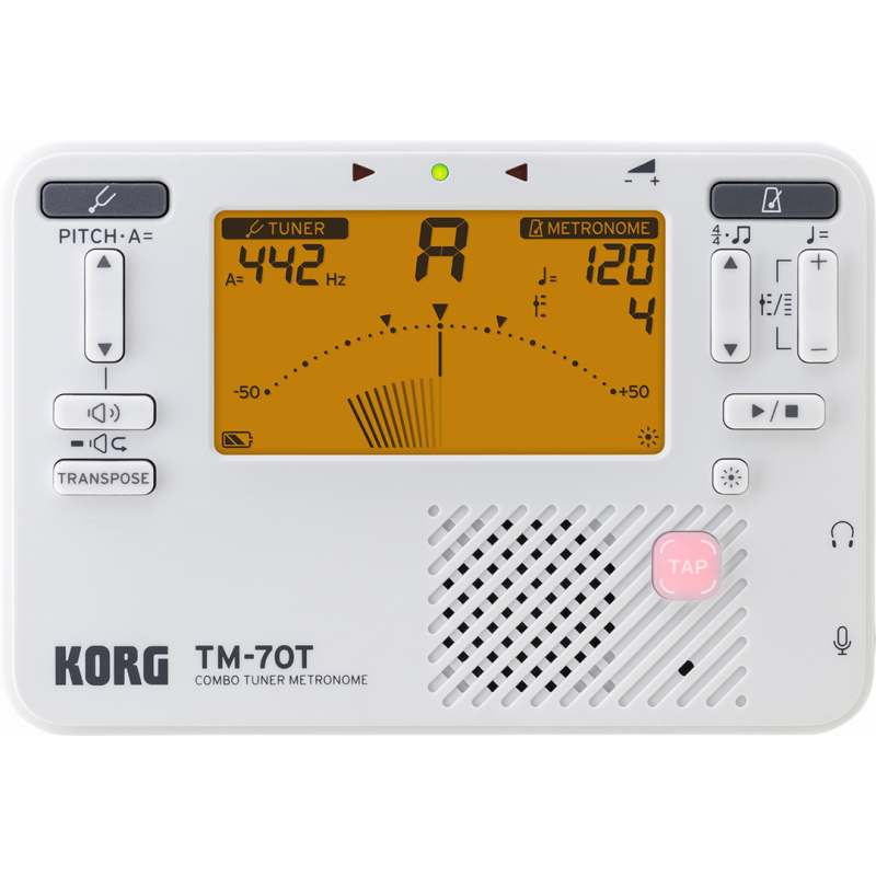 metronome guitar pedal Korg TM70 Tuner/Metronome - White (KO-TM70TWH)
