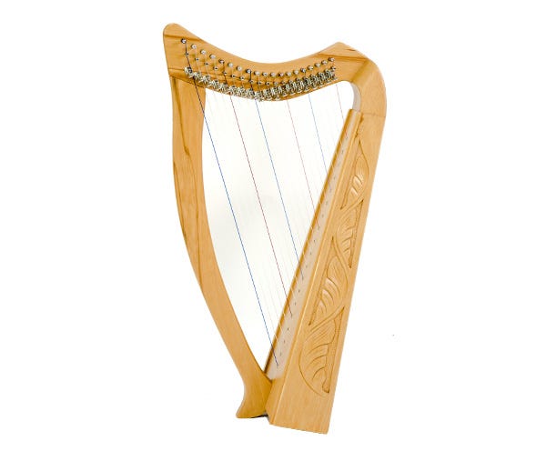 Paytons 29" 19-String Leaning Pixie Harp - Carved Beechwood (01110)
