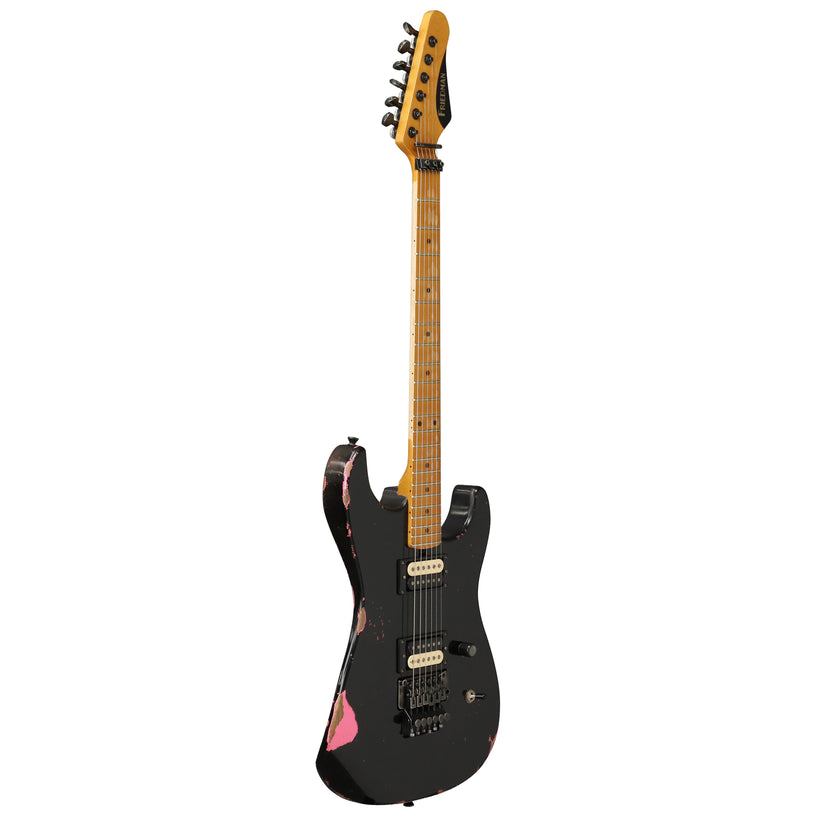 Friedman Cali HH FR - Maple Neck - Black / Hot Pink Medium Aged Relic