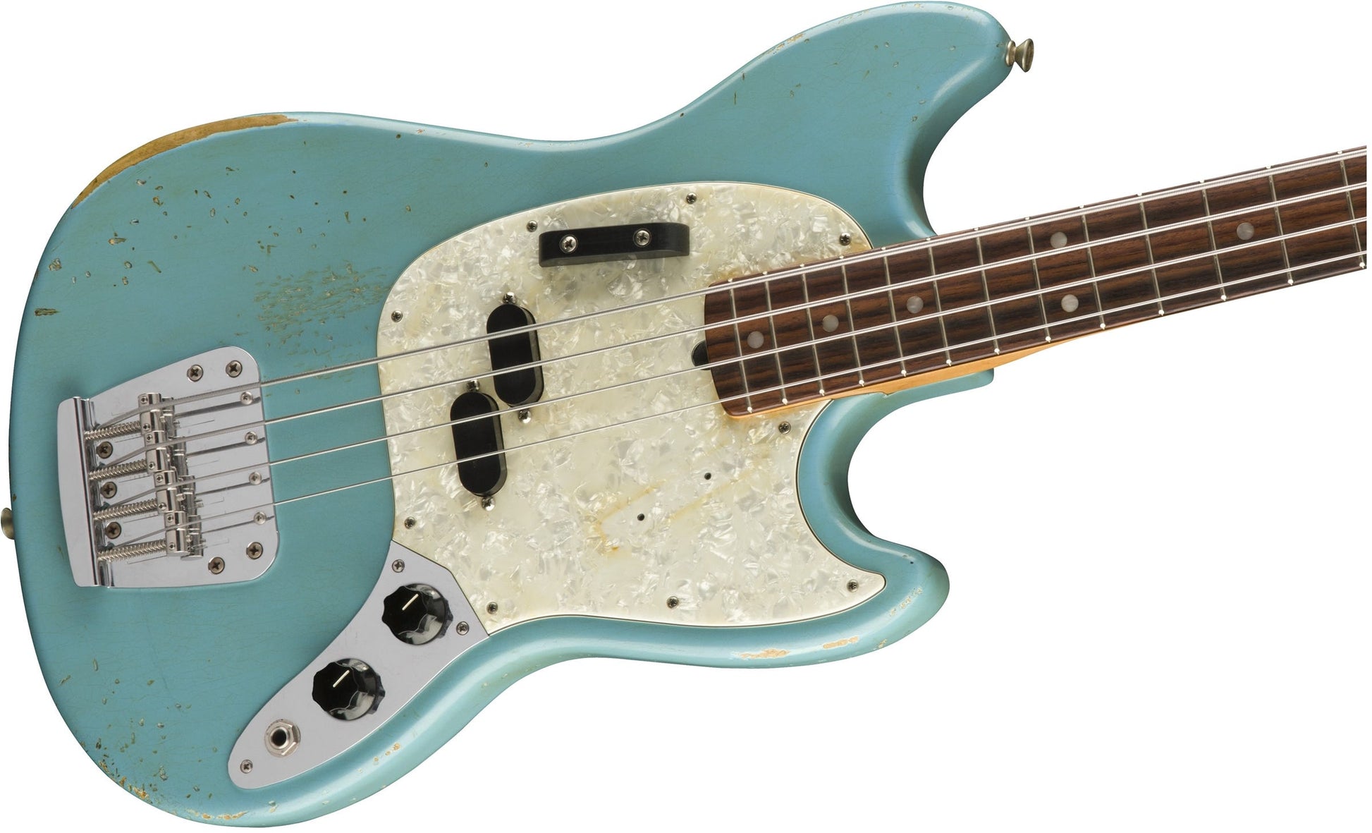 Fender JMJ Roadworn Mustang Bass w/Gigbag - Faded Daphne Blue RW