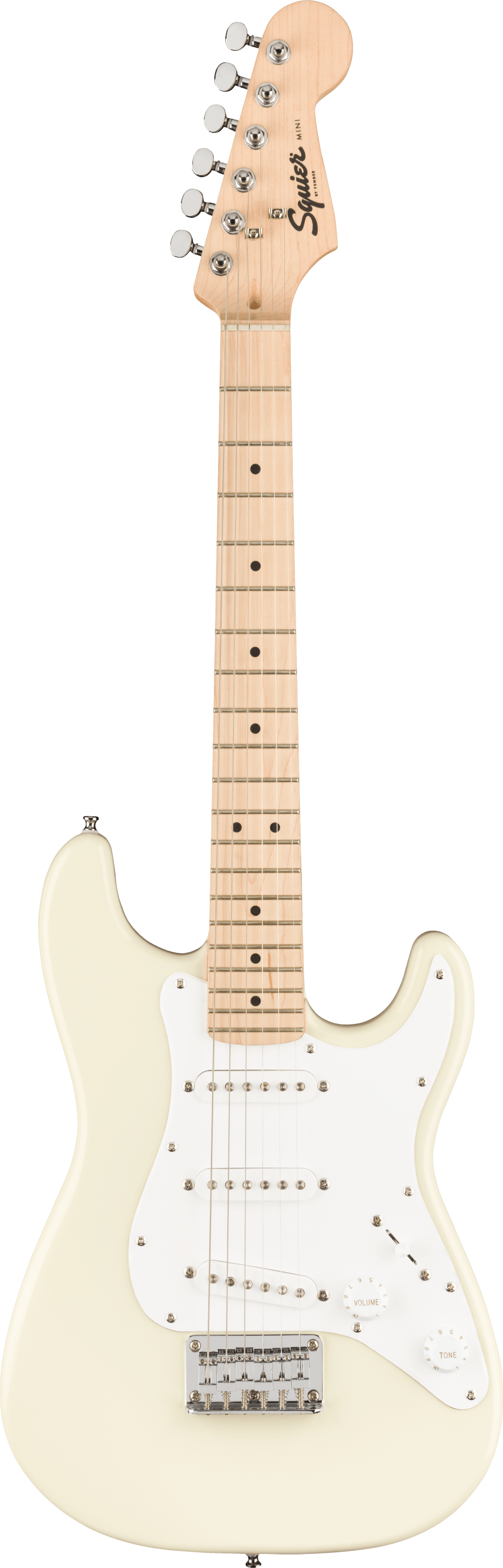 Squier FSR Mini Stratocaster - Maple Fingerboard - White Pickguard - Olympic White