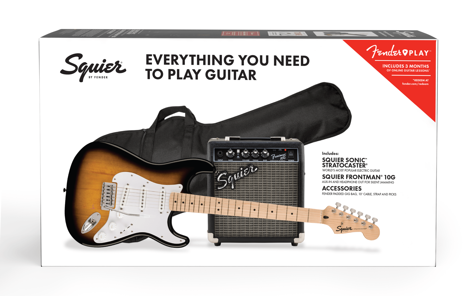 Squier Sonic Stratocaster Pack - Maple Fingerboard - 2-Color Sunburst