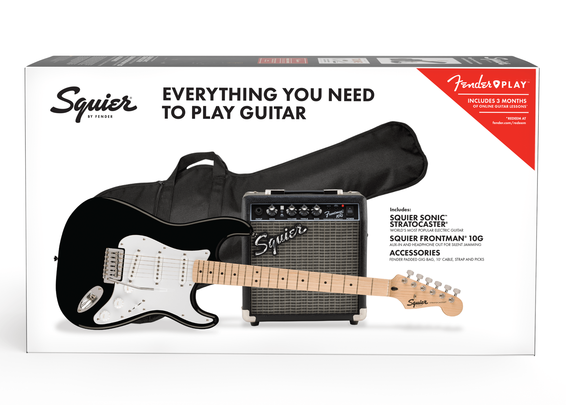 Squier Sonic Stratocaster Pack - Maple Fingerboard - Black