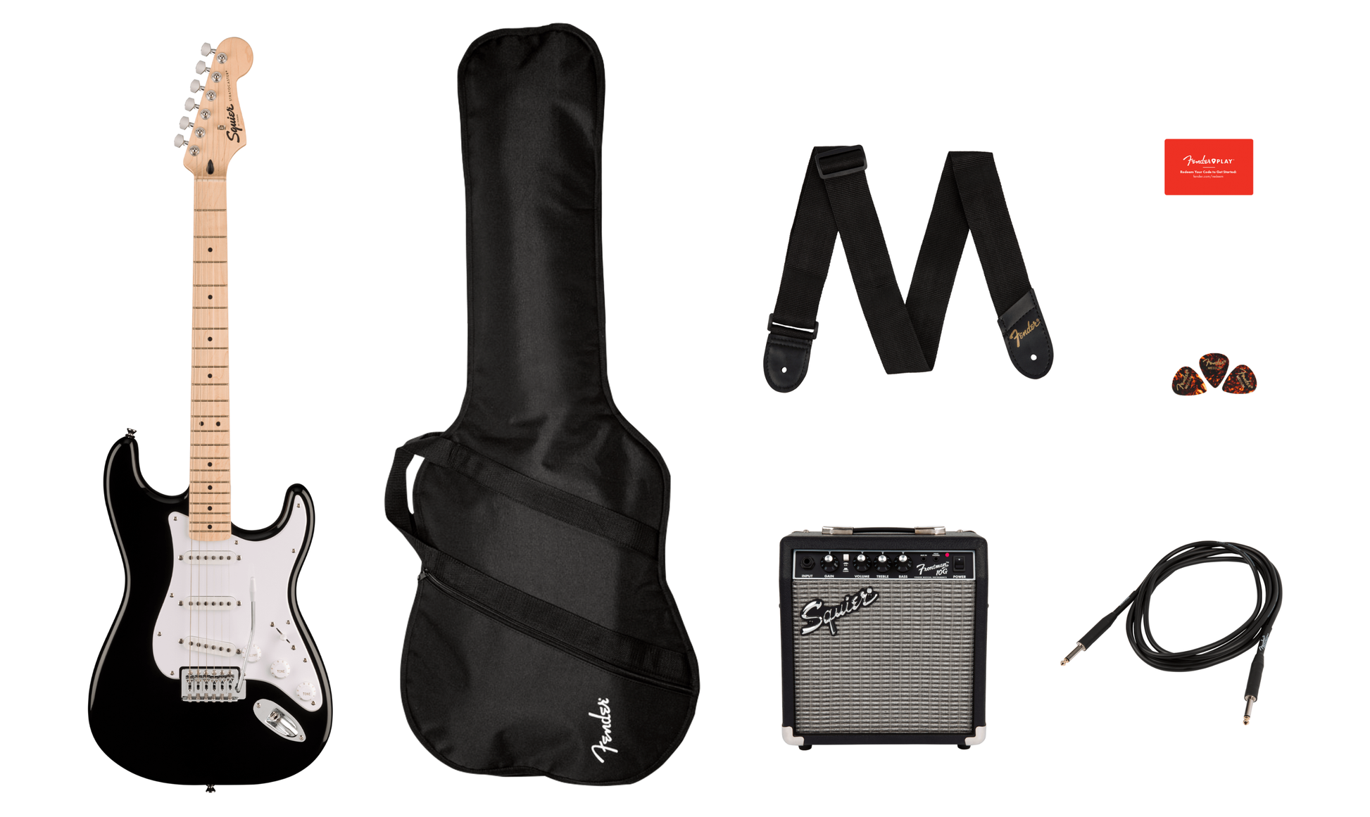 Squier Sonic Stratocaster Pack - Maple Fingerboard - Black