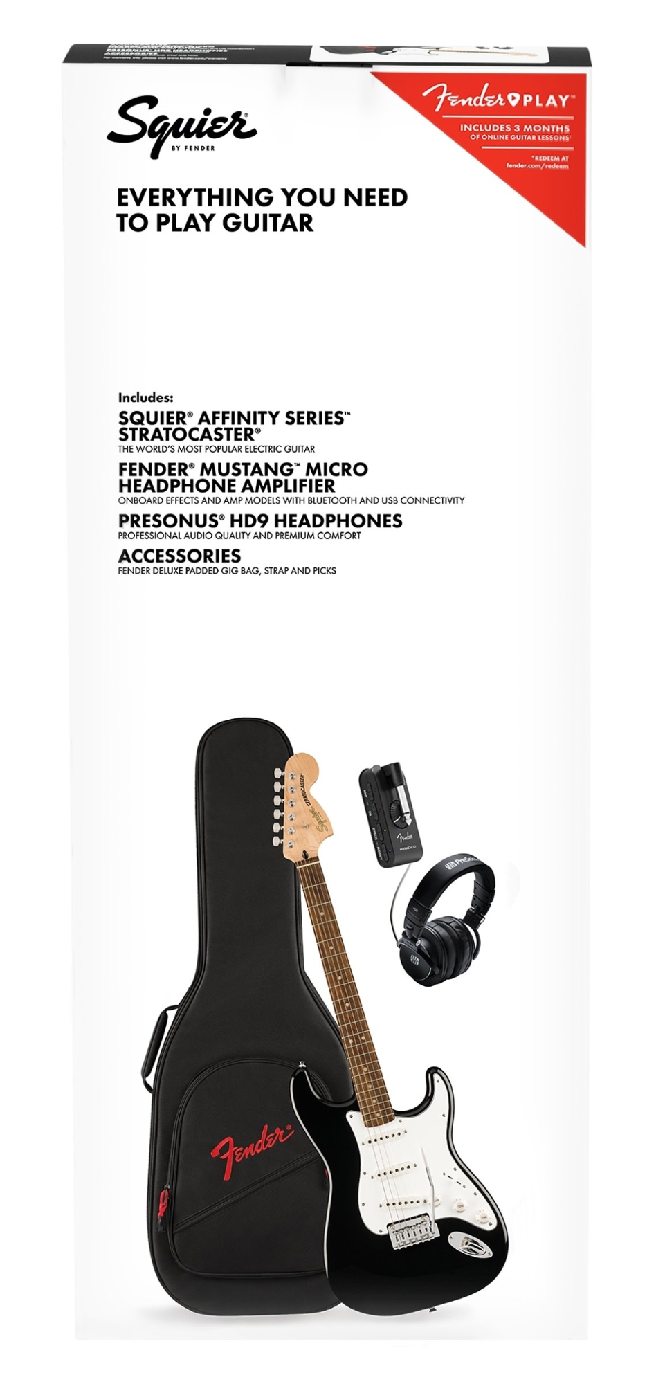 Squier Affinity Series Stratocaster Mustang Micro Pack - Black