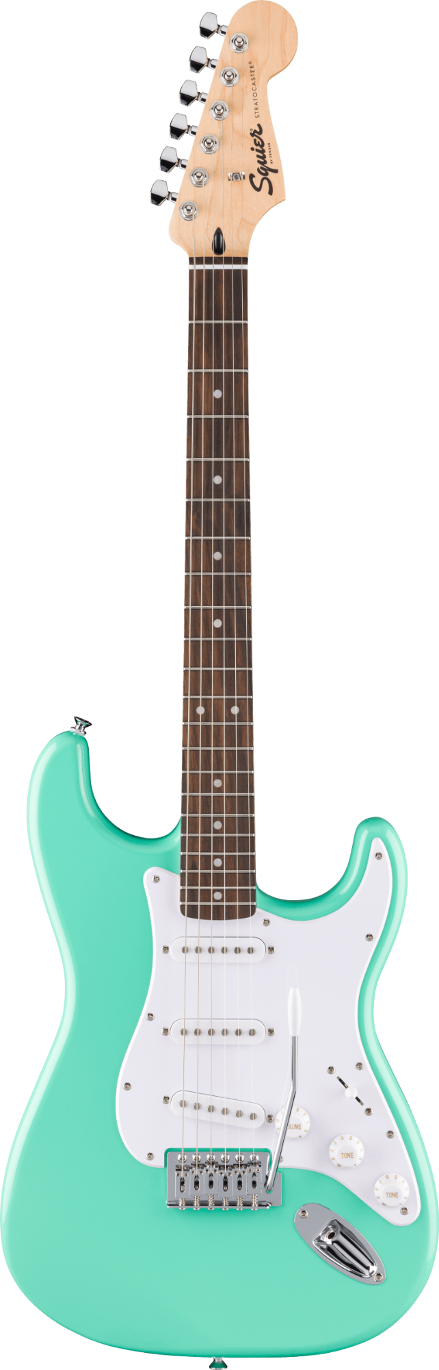 Squier FSR Sonic Stratocaster - Laurel Fingerboard - White Pickguard - Sea Foam Green