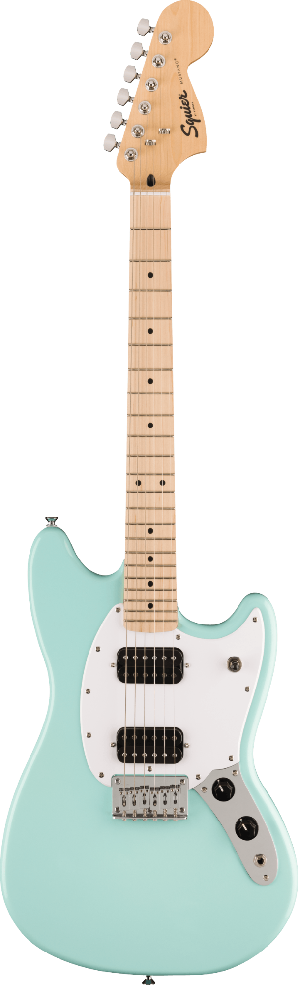 Squier FSR Sonic Mustang HH - Maple Fingerboard - White Pickguard - Sonic Blue