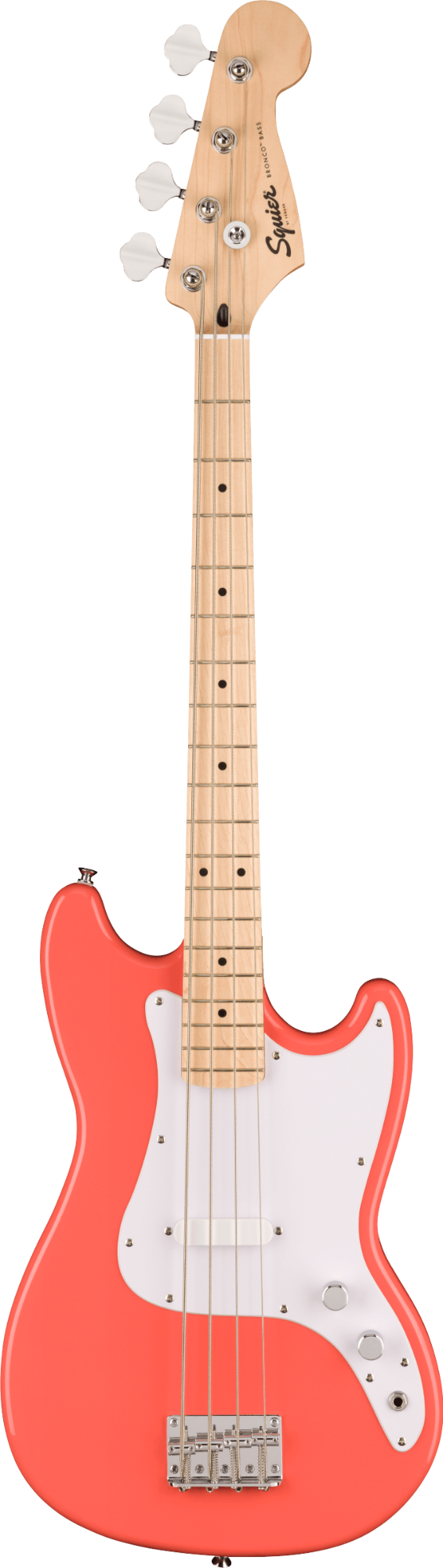 Squier Sonic Bronco Bass - Maple Fingerboard - White Pickguard - Tahitian Coral