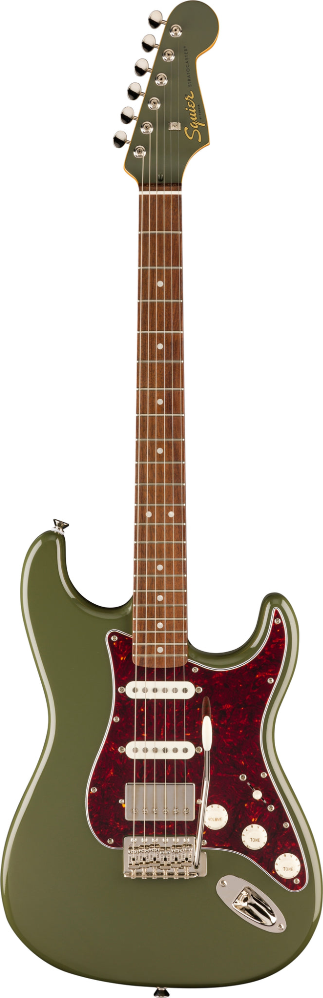 Squier FSR Classic Vibe 60s Stratocaster HSS - Laurel Fingerboard - Tortoishell Pickguard - Matching Headstock - Antique Olive