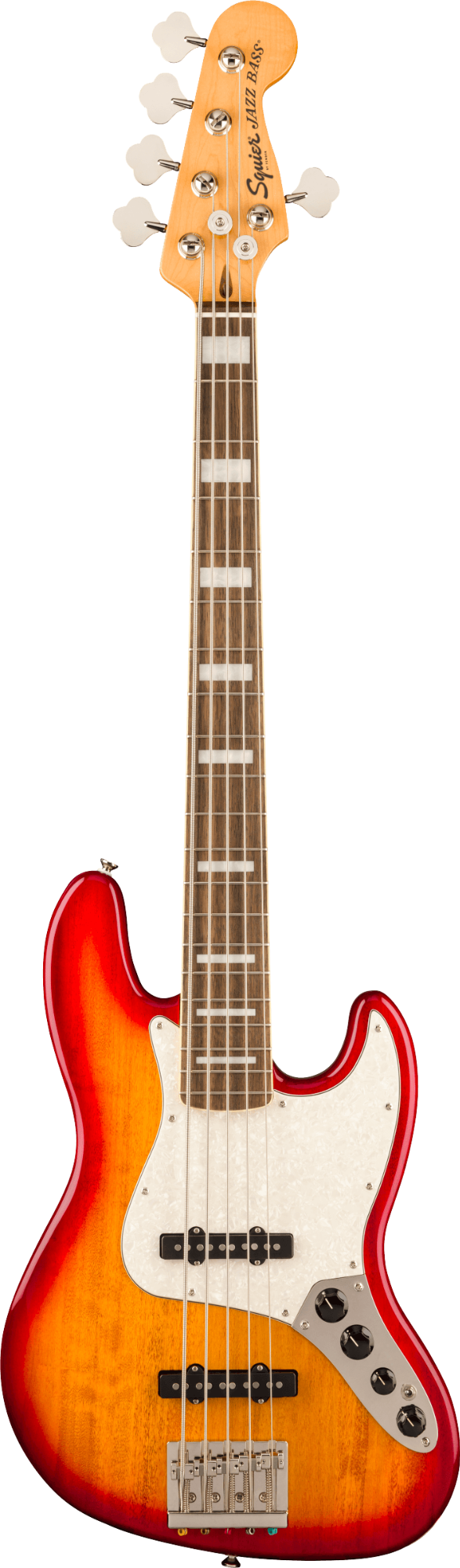 Squier Classic Vibe Active '70s Jazz Bass V - Laurel Fingerboard - White Pearloid Pickguard - Sienna Sunburst