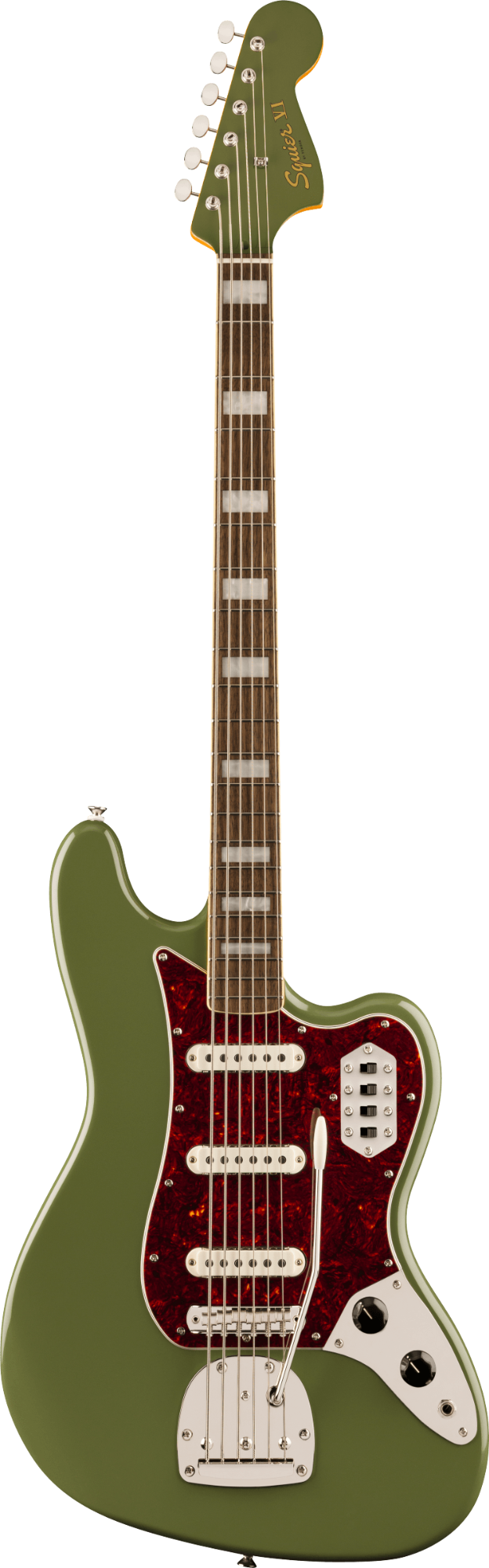 Squier FSR Classic Vibe Bass VI - Laurel Fingerboard - Tortoiseshell Pickguard - Matching Headstock - Antique Olive