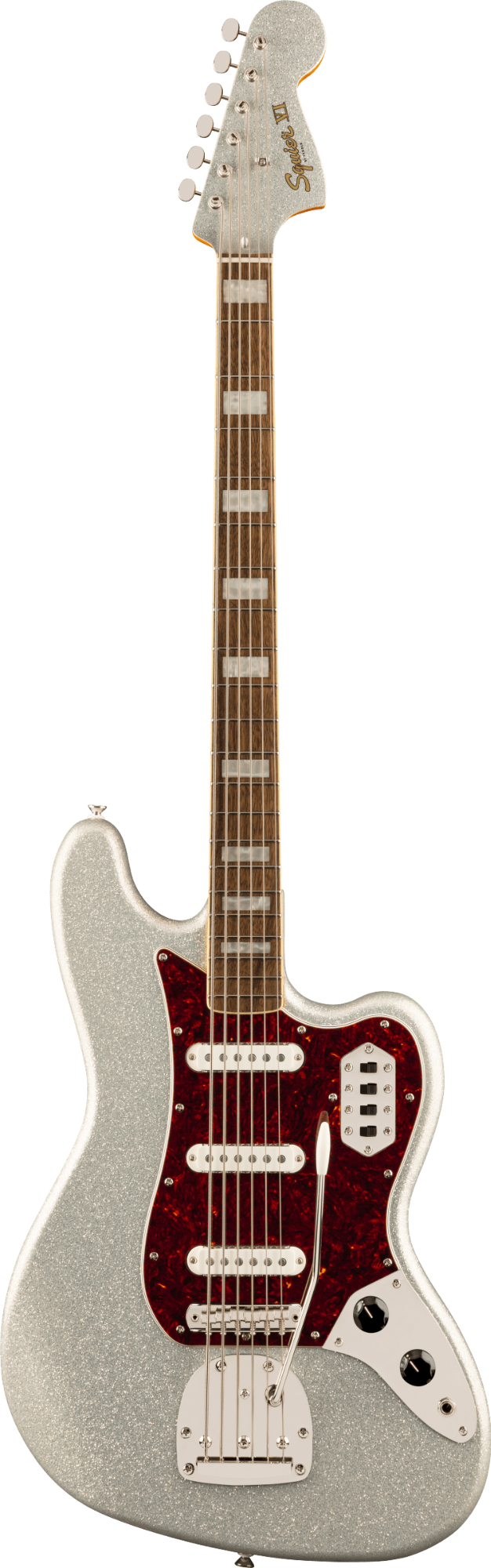 Squier FSR Classic Vibe Bass VI - Laurel Fingerboard - Tortoiseshell Pickguard - Matching Headstock - Silver Sparkle