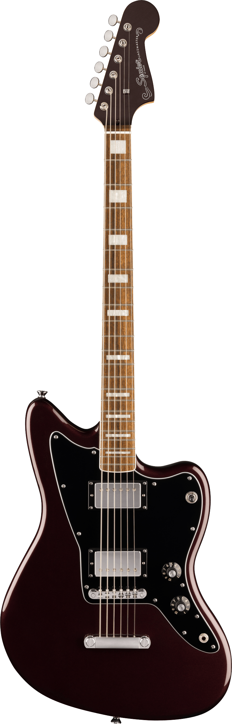 Squier Paranormal Baritone Jazzmaster HH - Laurel Fingerboard - Black Pickguard - Oxblood