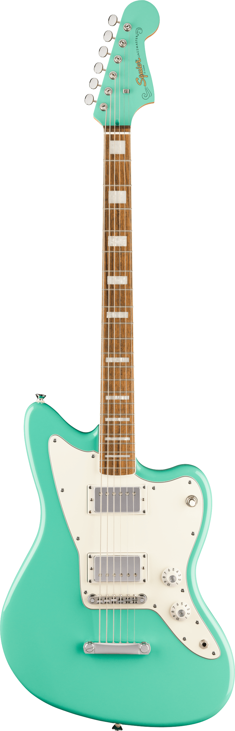 Squier Paranormal Baritone Jazzmaster HH - Laurel Fingerboard - Parchment Pickguard - Sea Foam Green