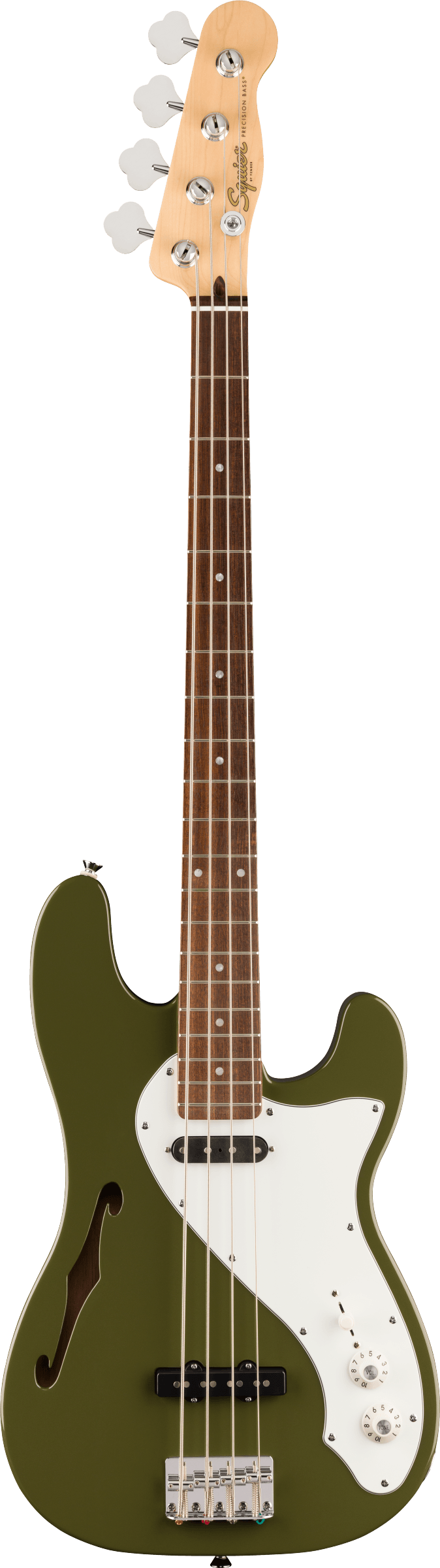 Squier Paranormal Precision Bass Thinline SJ - Laurel Fingerboard - Parchment Pickguard - Olive