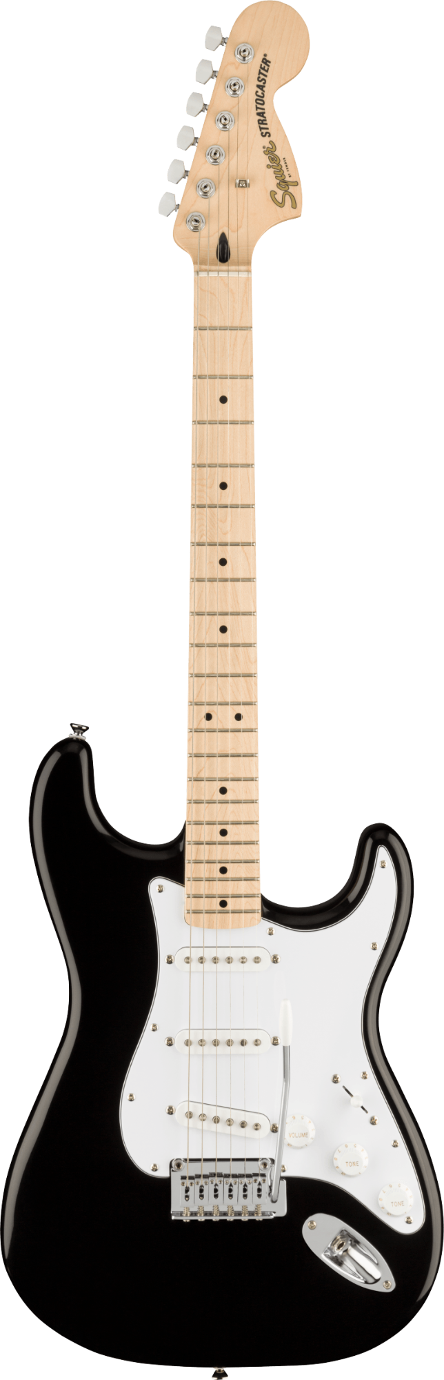 Squier Affinity Series Stratocaster - Maple Fingerboard - White Pickguard - Black