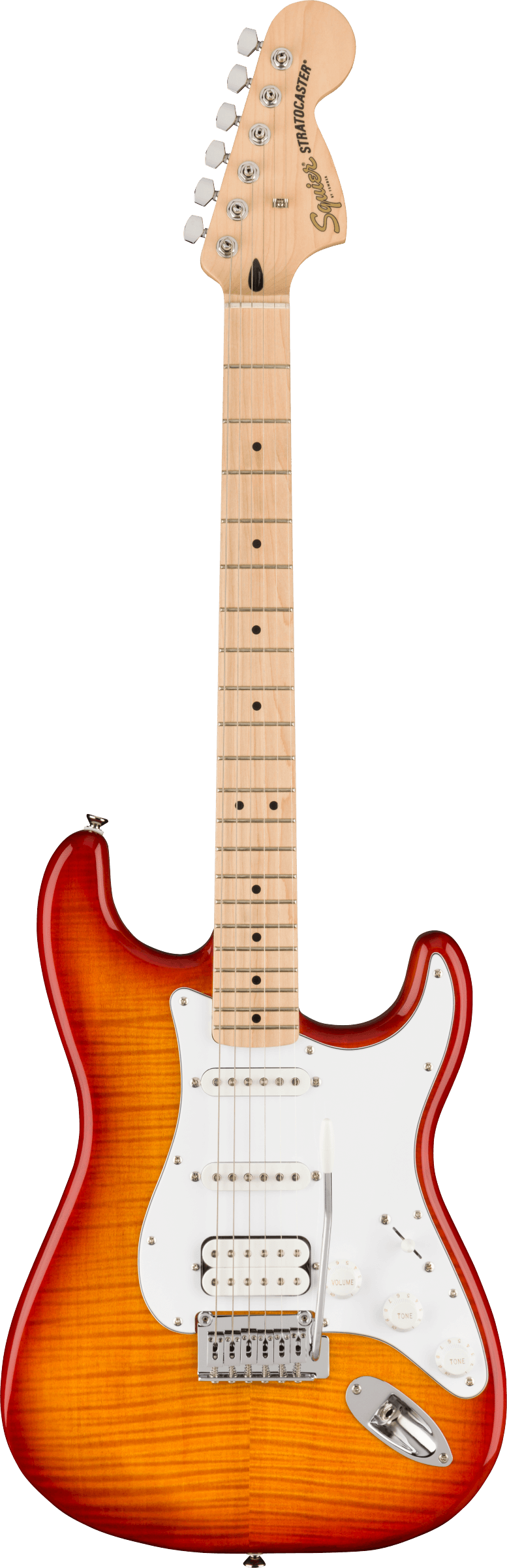 Squier Affinity Series Stratocaster FMT HSS - White Pickguard / Sienna Sunburst