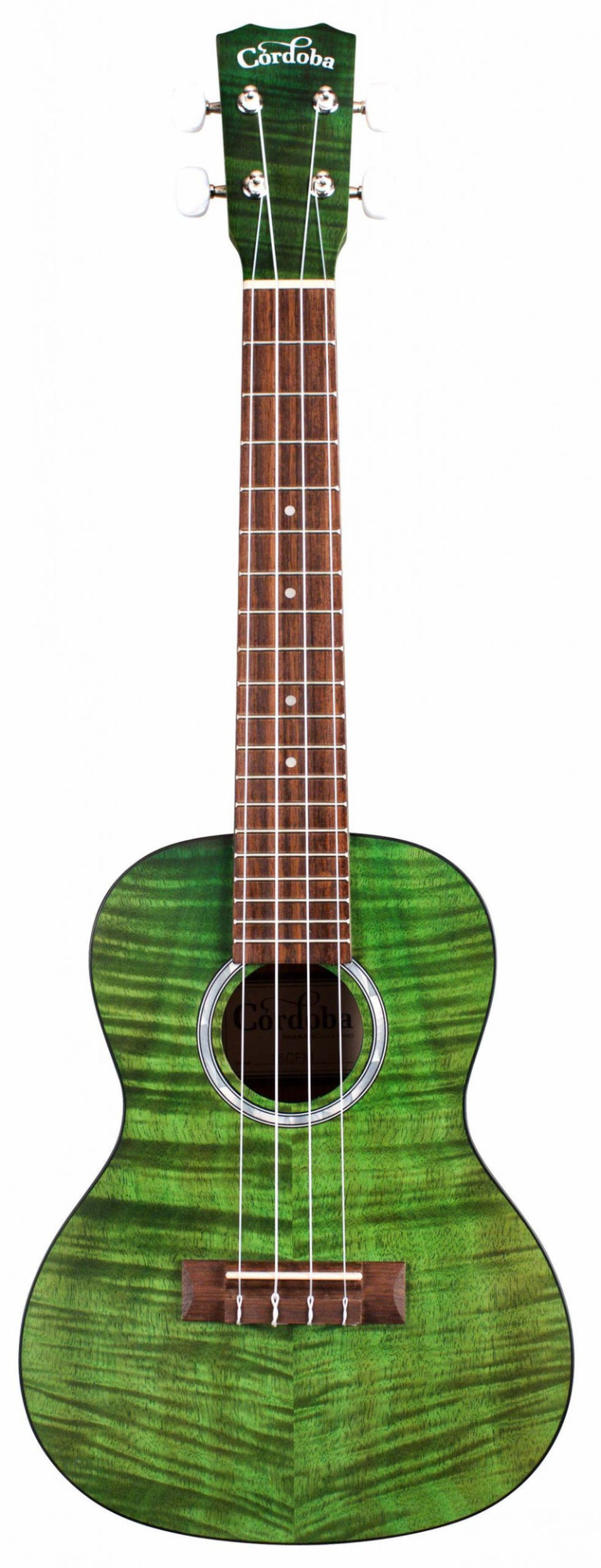 Cordoba 15CFMJG Concert Ukulele - Flamed Mahogany / Jade Green