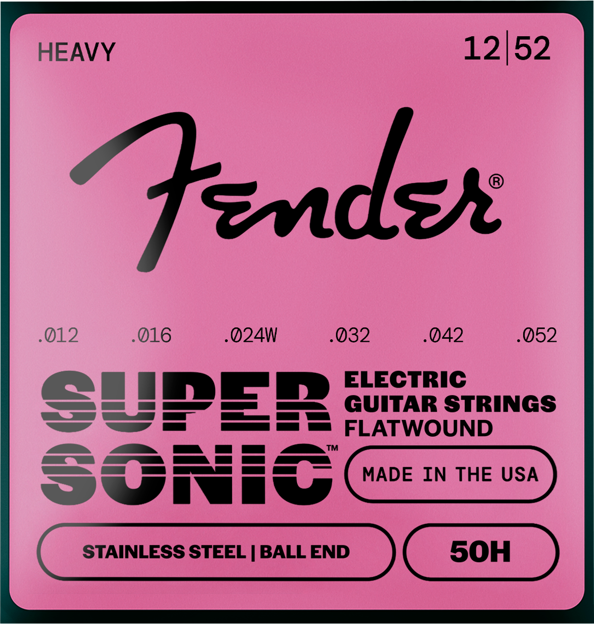 Fender SuperSonic 50H Flatwound Stainless Steel Guitar Strings (12-52)