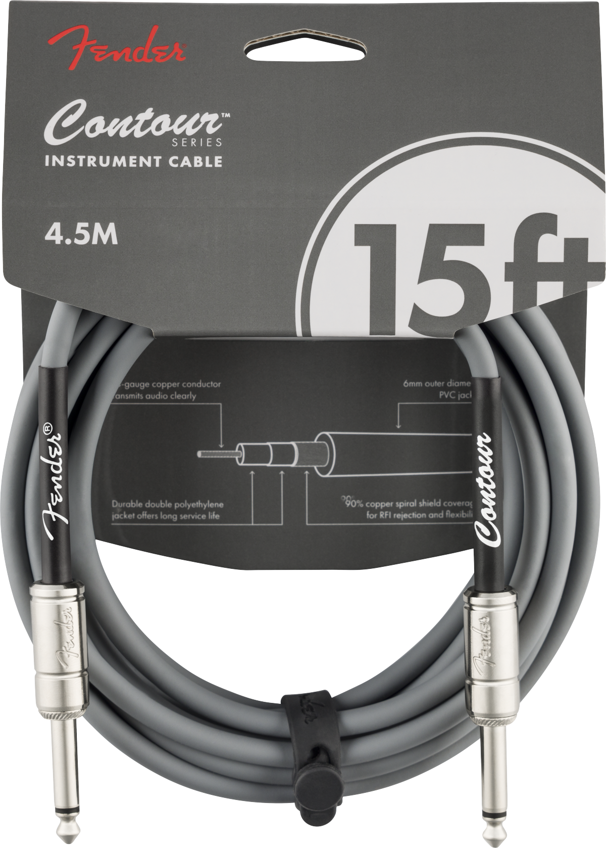 Fender Contour Instrument Cable, Inca Silver, 15'