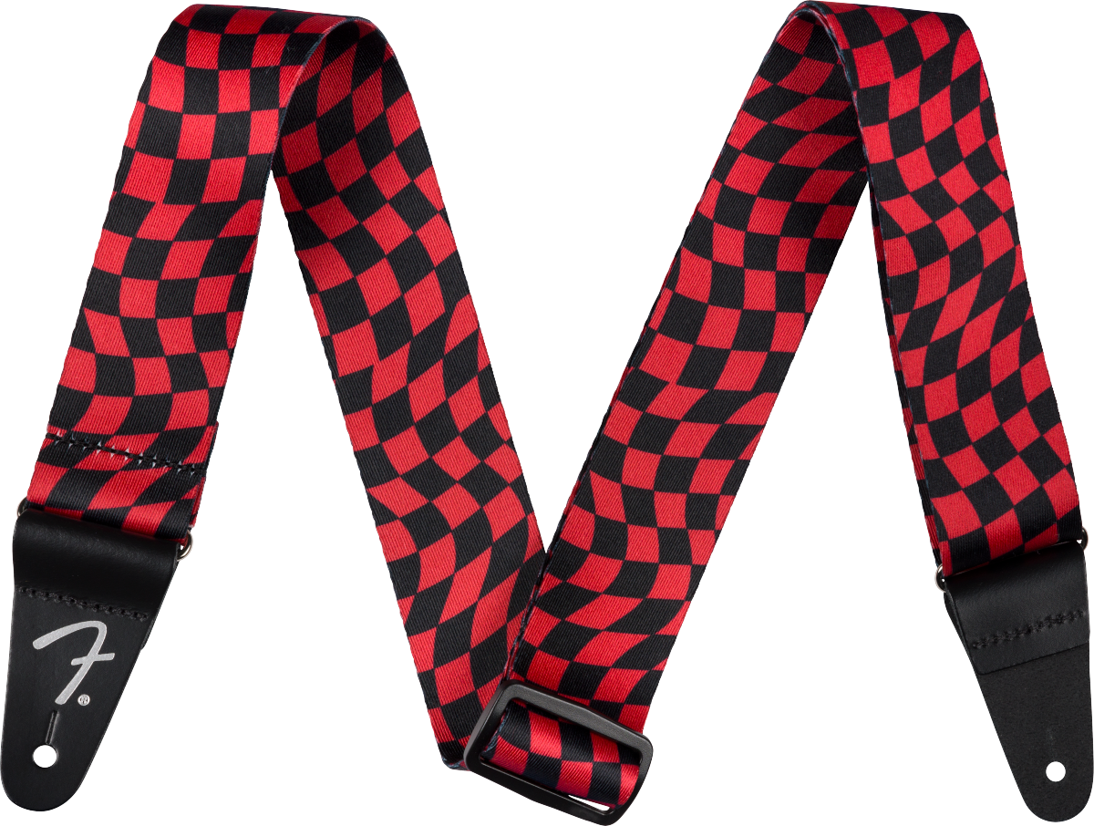 Fender Wavy Checkerboard Polyester Strap - Red