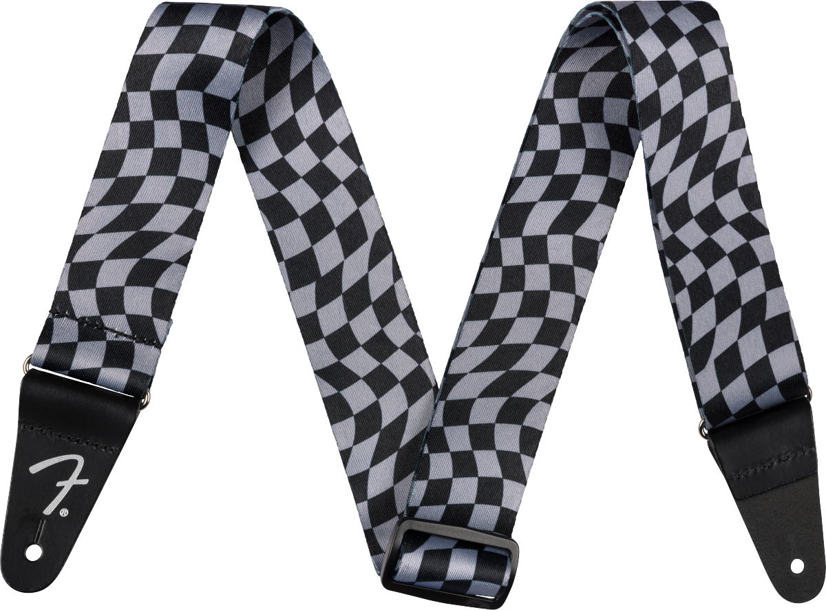 Fender Wavy Checkerboard Polyester Strap - Grey