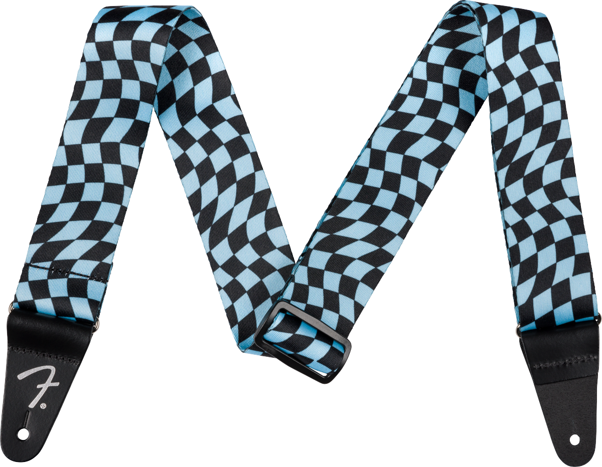 Fender Wavy Checkerboard Polyester Strap - Blue