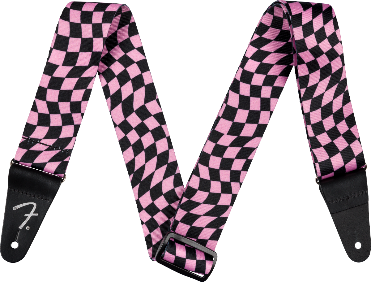 Fender Wavy Checkerboard Polyester Strap - Pink