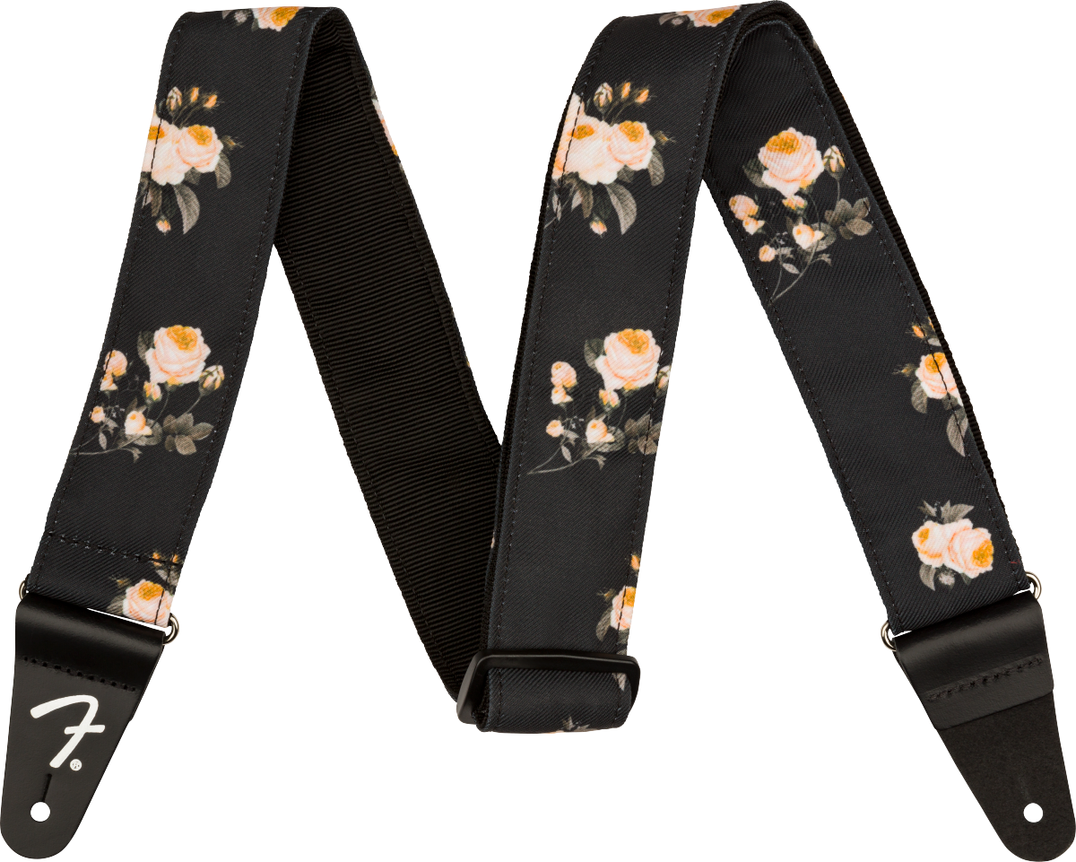 Fender Floral Strap - Black - 2"