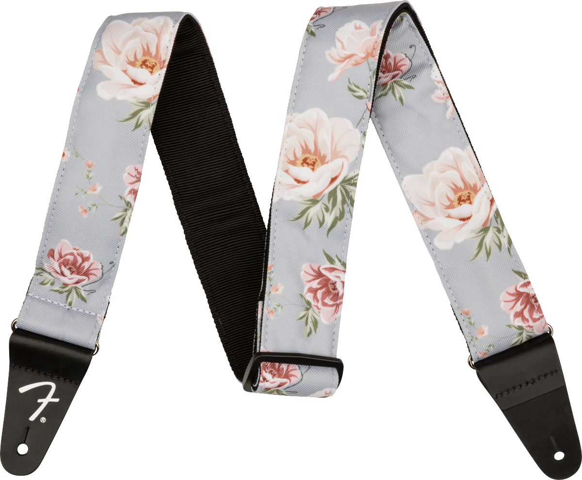 Fender Floral Strap - Gray - 2"