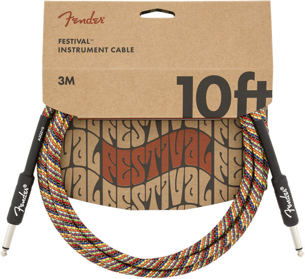 Fender Pure Hemp Festival Instrument Cable - Rainbow - 3m