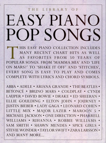 Library Of Easy Piano Pop Songs