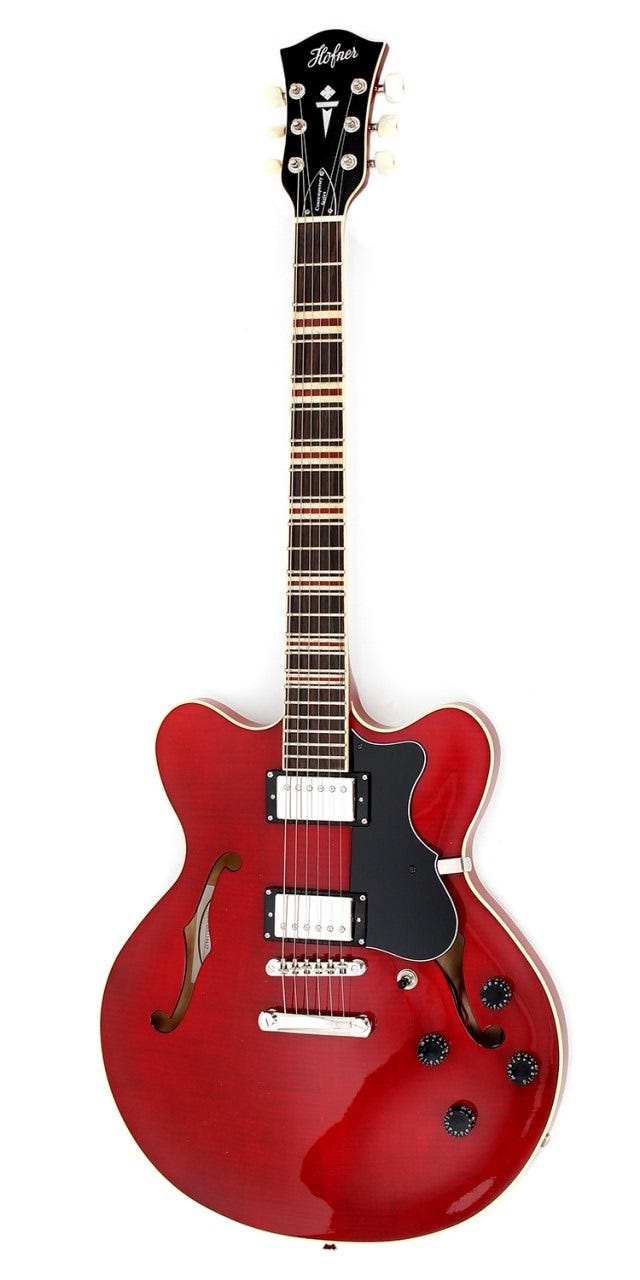 Hofner Verythin CT Semi-Hollow Electric Guitar - Transparent Red
