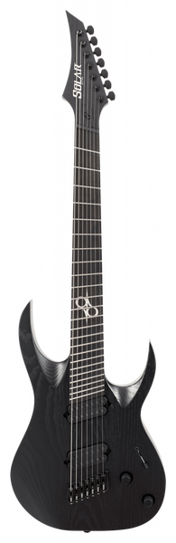 Solar A1.7BOP-FF 7-String Fan Fret Electric Guitar - Black Open Pore M