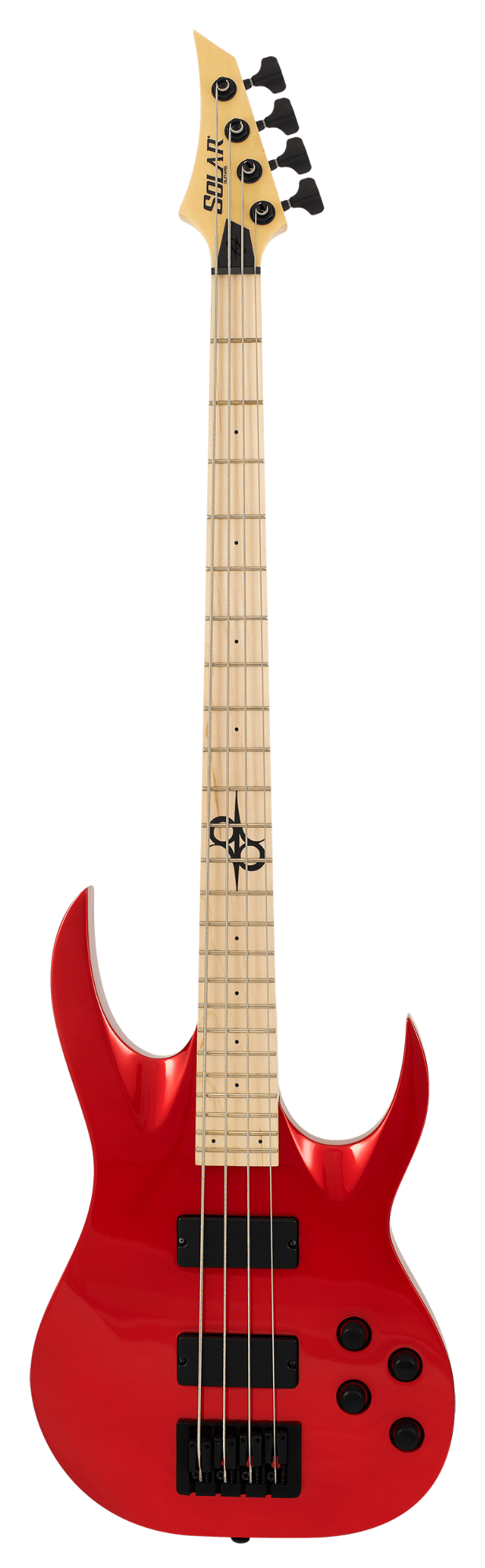 Solar AB2.4CAR 4-String Bass Guitar - Candy Apple Red