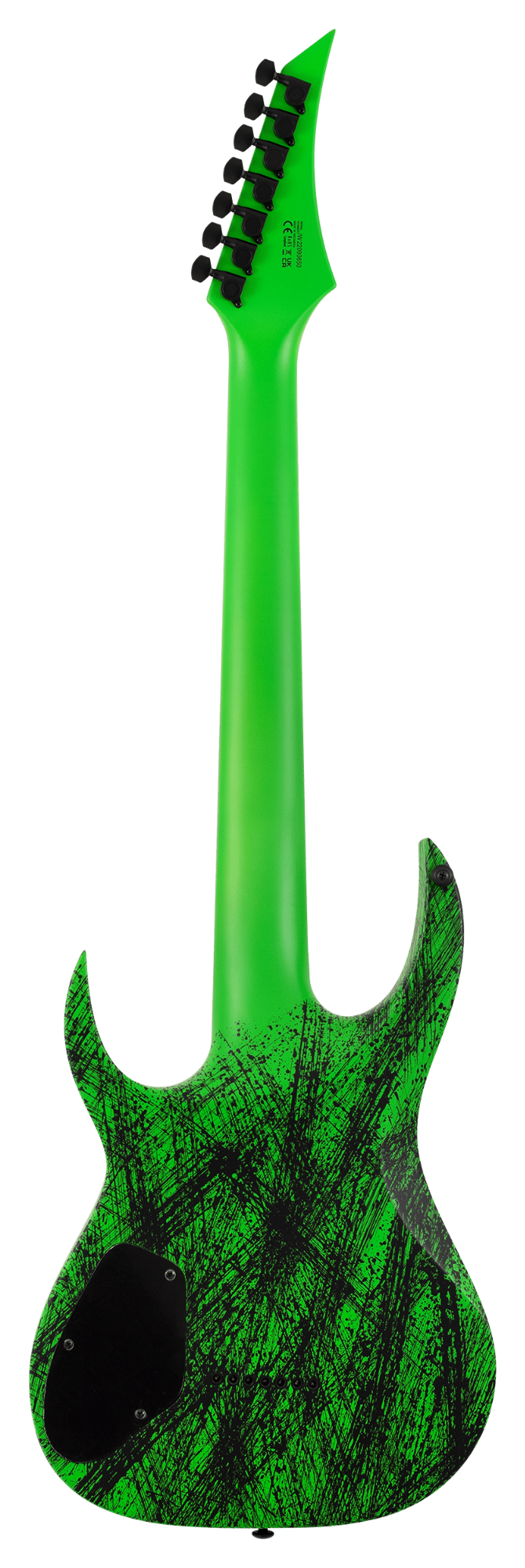 Solar A2.7GN Canibalismo+ 7-String Electric Guitar - Green Neon Open Pore / Blood Splatter Matte