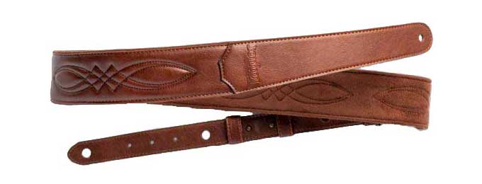 Taylor Vegan Leather Strap - Med Brown w/Stitching - Embossed Logo