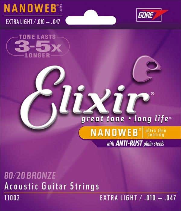 ELIXIR Nanoweb 80/20 Bronze Acoustic String Set - 10-47 - Extra Light
