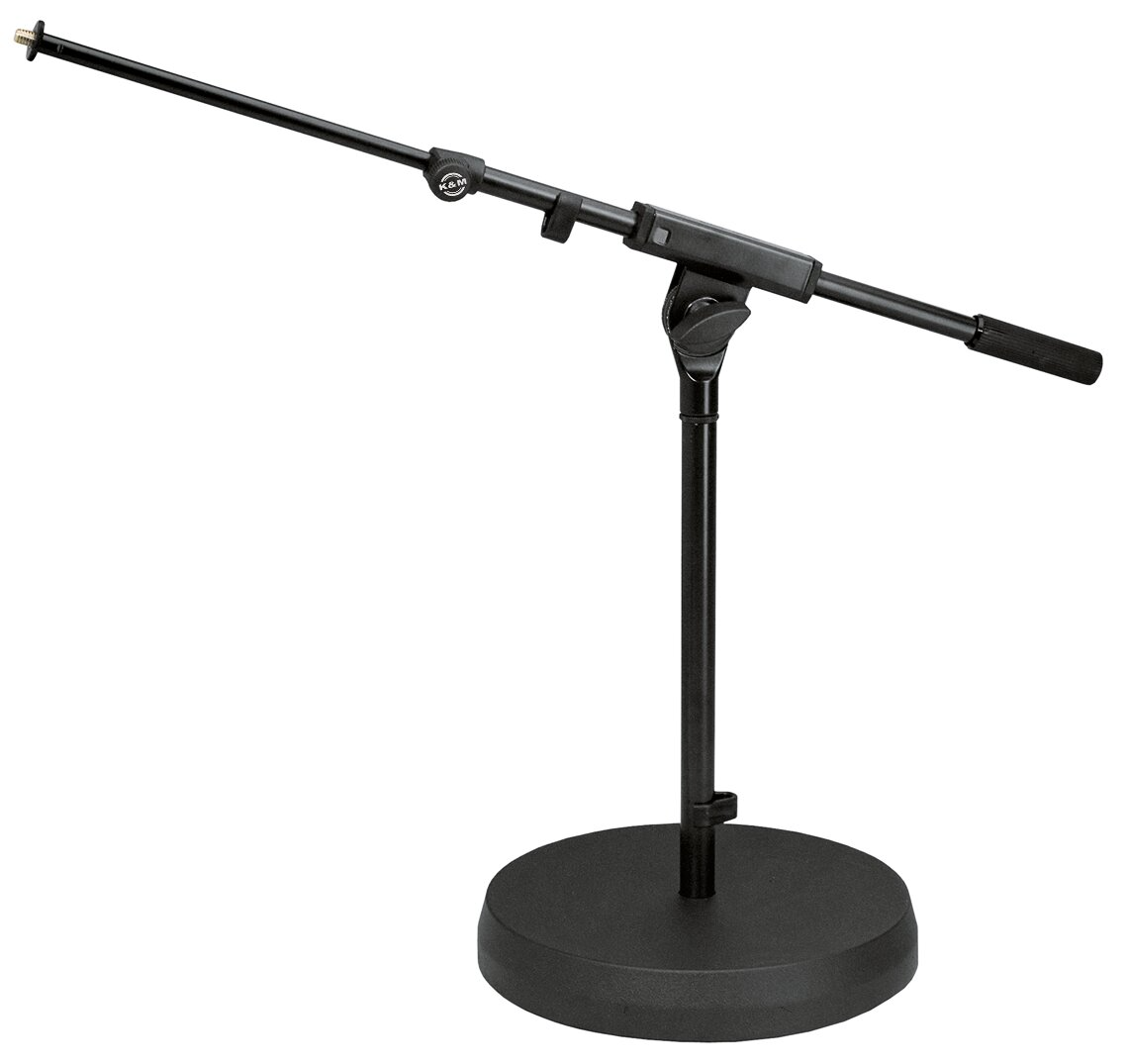K&M 25960 Round Base Short Microphone Stand w/Boom - Black