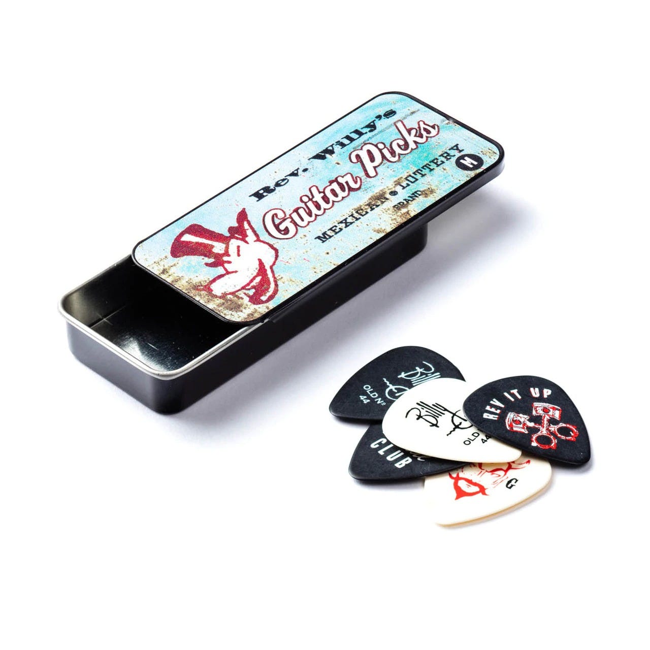 Jim Dunlop Rev. Willys Guitar Pick Tin - 6-picks - Medium