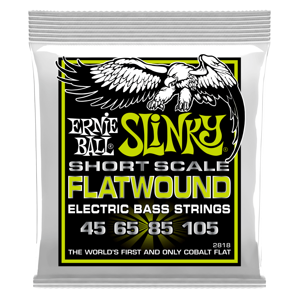 Ernie Ball Regular Slinky Flatwound Short Scale Electric Bass Strings 45-105 Gauge