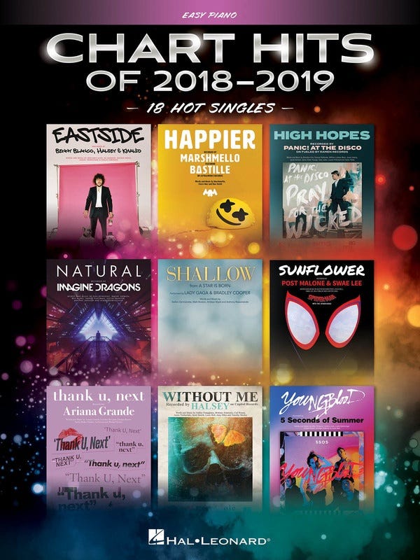 Chart Hits of 2018-2019 for Easy Piano - 18 Hot Singles