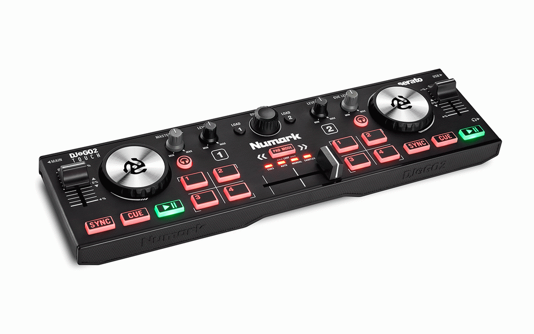 Numark DJ2GO2 Touch Pocket DJ Controller w/ Capacitive Touch Jog Wheels
