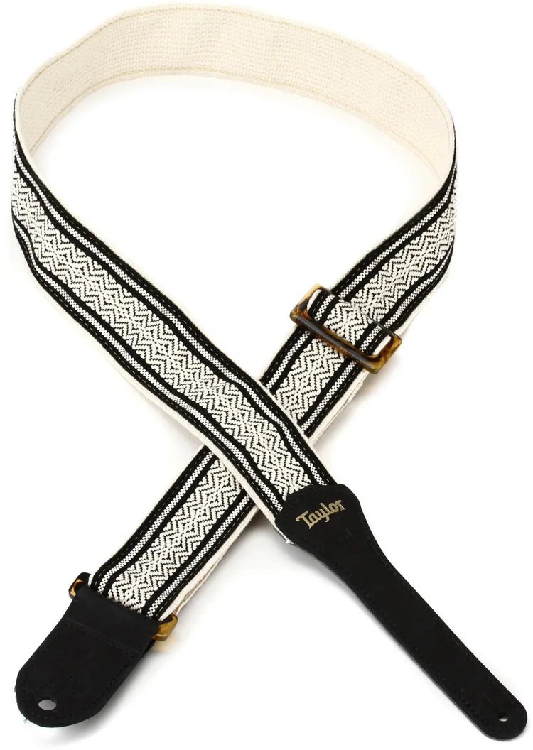 Taylor Academy Strap Wht/Blk Jacquard Cotton 2" Amber Buckle