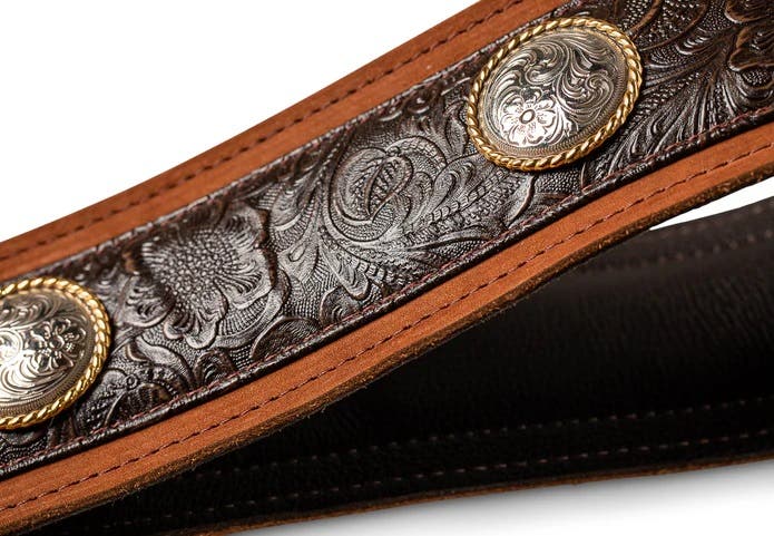Taylor Grand Pacific Brown Leather/Nickel Concho 3" Guitar Strap