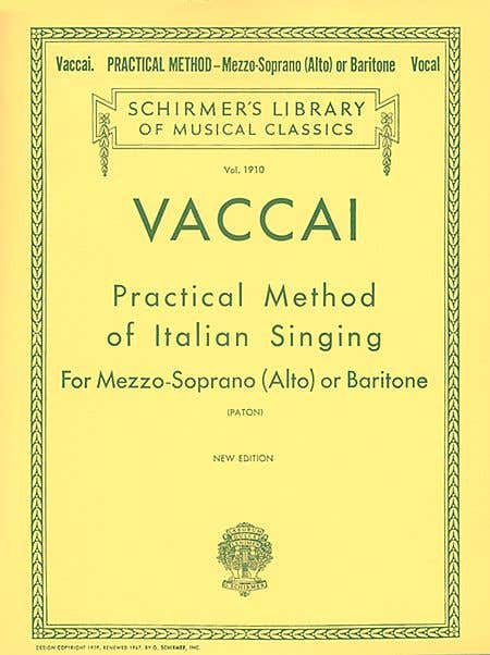 Practical Method of Italian Singing - Mezzo Soprano/Alto/Baritone / VACCAI (SCHIRMER)