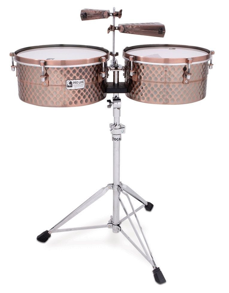 Toca TPT1415 Pro Line Timbales w/Stand - Black Copper