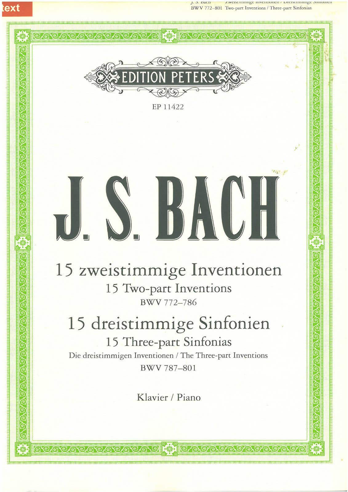 Inventions And Sinfonias Piano Solo